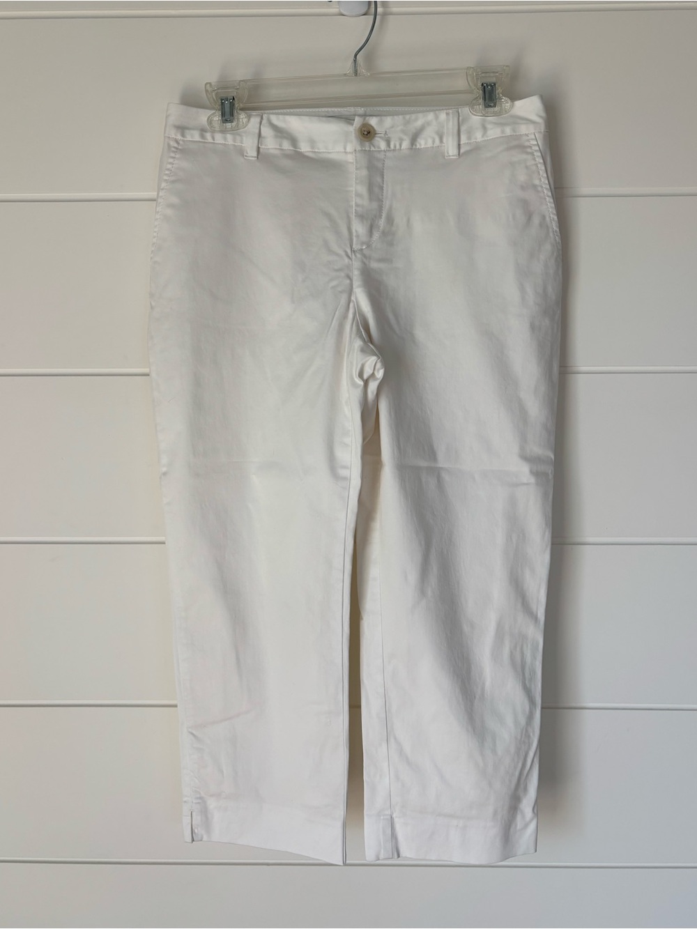 Banana Republic White Cotton Stretch Martin Fit Cropped Pants Size 4
